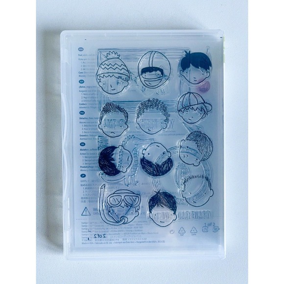 Stampin Up DEAR HEART Little Boy Kids Sports Rubber Stamp Set Used - Picture 2 of 9